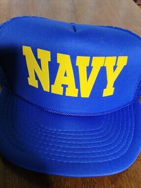 Blue Ballcap Style Hat With Yellow "NAVY" Lettering (C02)